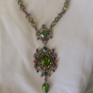 Nicky Butler Green and Purple Gemstone Necklace